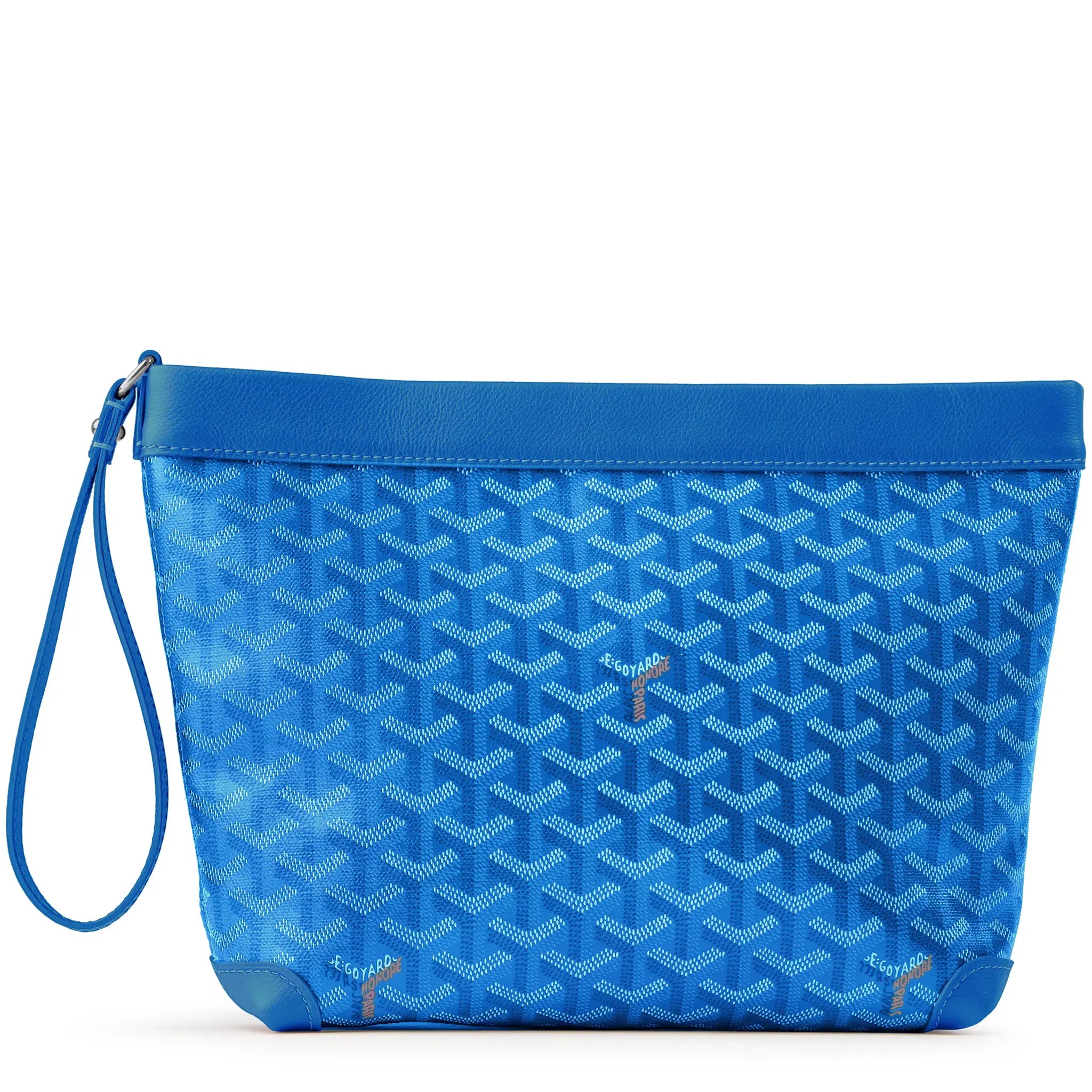 Front view of Goyard Conti Sky Blue Pouch